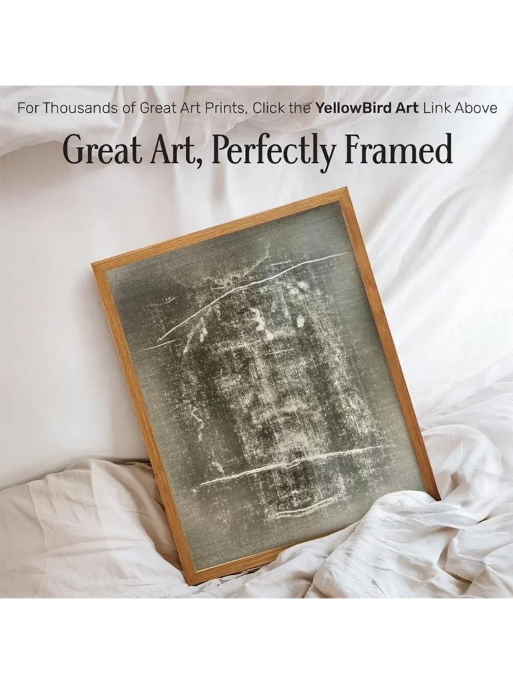 Large Framed Jesus Wall Art - 11x14 Shroud of Turin Poster, Christian Decor